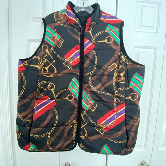 Ralph Lauren Monogram Crest Equestrian Quilted Reversible Vest - Picture 6 of 10
